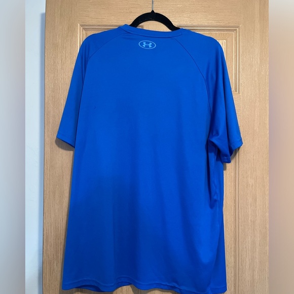Under Armour Shirt Mens Blue Heat Gear Loose Short Sleeve - Picture 5 of 8